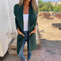Alma | Mid-Length Wool Blend Lapel Cardigan