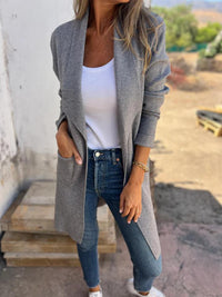 Alma | Mid-Length Wool Blend Lapel Cardigan