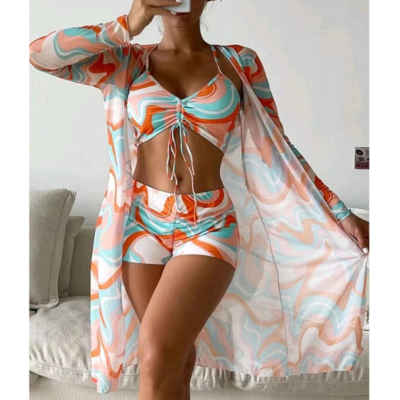 SunSplash High-Waist Three-Piece Swimsuit Set