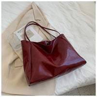 Large Capacity Soft Leather Shoulder Bag Retro Casual Handbag