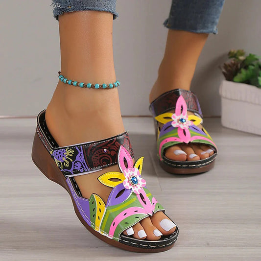 FloralGlide Casual Wedge Sandals