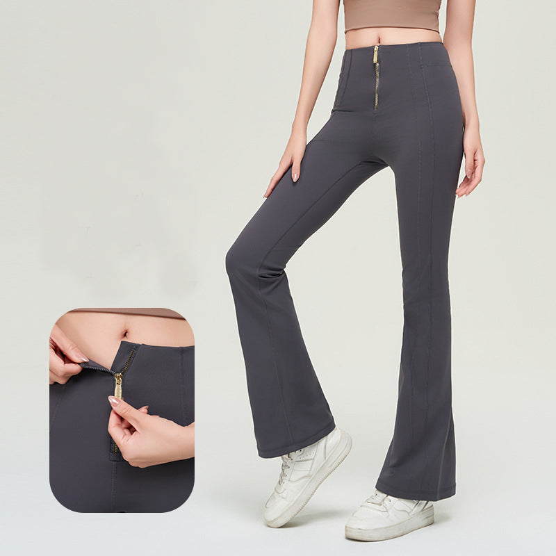 Ava | High Waist Zipper Flared Yoga Pants