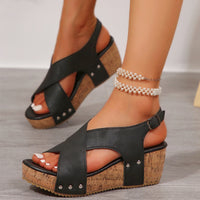 Women's Wedge Sandals with Rivets – Summer Platform Shoes