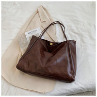 Large Capacity Soft Leather Shoulder Bag Retro Casual Handbag