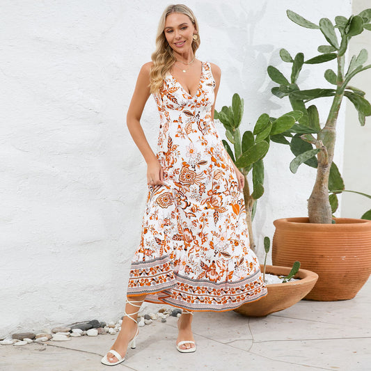 Chloe | Floral V-Neck Sleeveless Maxi Dress