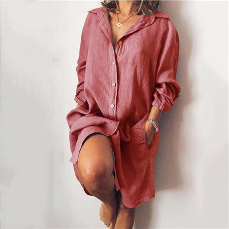 SolidStyle Single-Breasted Dress