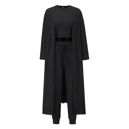 Amy™ | 3-teiliges Set aus Strickjacke, bauchfreiem Top und Hose mit Kordelzug für Damen