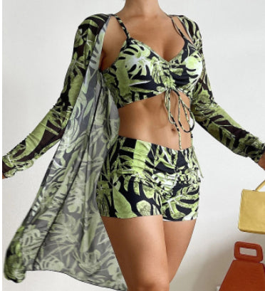 SunSplash High-Waist Three-Piece Swimsuit Set