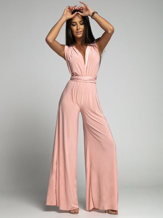 Harper | Elegant Sleeveless Wide-Leg V-Neck Jumpsuit – Backless Style