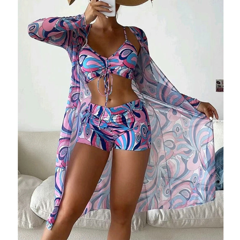 SunSplash High-Waist Three-Piece Swimsuit Set