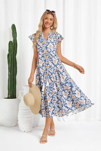 Victoria | Floral V-Neck Long Dress for Women