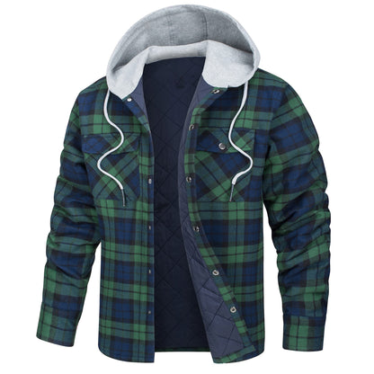 Verdickte, warme und lockere Herrenjacke mit Kapuze
