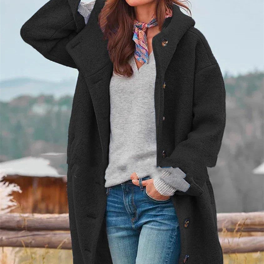 Damen Temperament Verdickter Tweed Mittellanger Trenchcoat