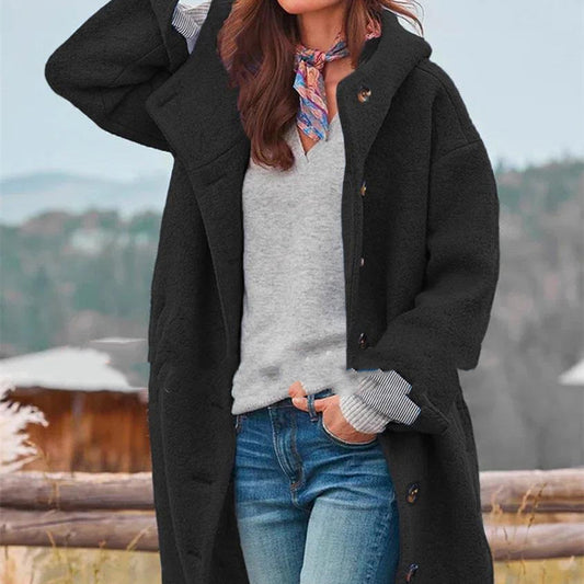 Damen Temperament Verdickter Tweed Mittellanger Trenchcoat