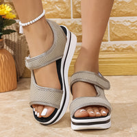 Women's Plus Size Velcro Platform Peep Toe Sandals