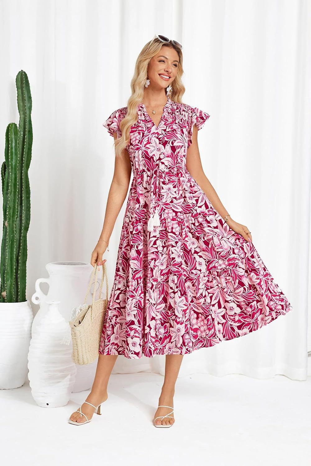 Victoria | Floral V-Neck Long Dress for Women