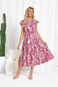 Victoria | Floral V-Neck Long Dress for Women