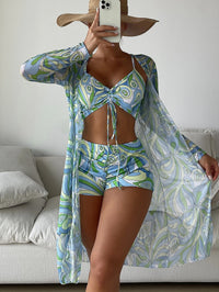 SunSplash High-Waist Three-Piece Swimsuit Set