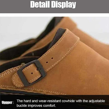 ComfortStride | Men's Arch Support Leather Clog Slippers
