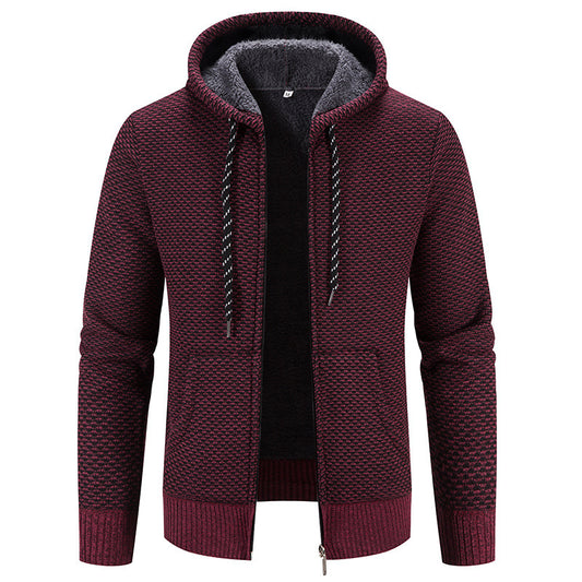 Axel | Thick Plush Zip-Up Hooded Sweater Jacket