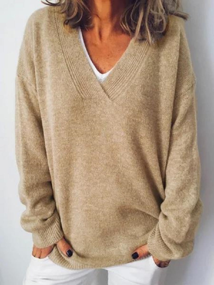 Xeniia | V-neck Loose Pullover Sweater