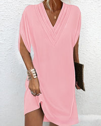 Hazel | V-Neck Pleated Batwing Sleeve Dress for Women