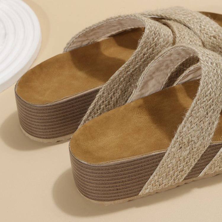 Ayla | Woven Cross-Strap Platform Sandals